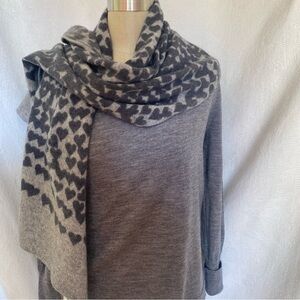 Repeat cashmere grey heart scarf wrap.
